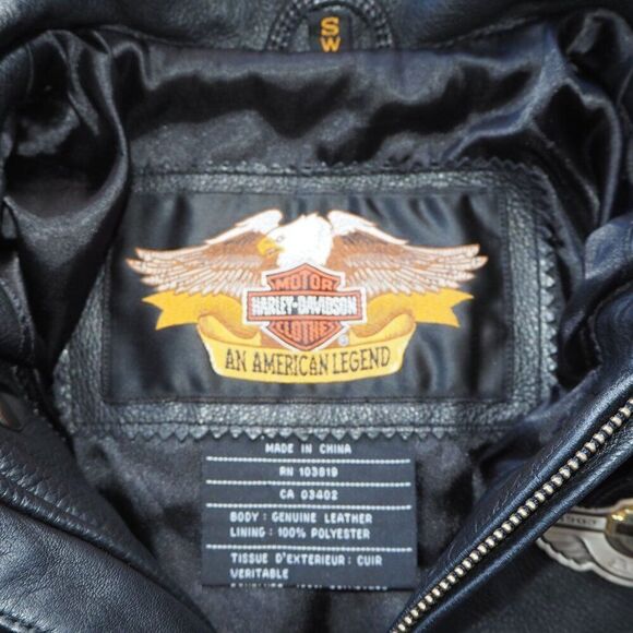 Harley Davidson 03 Vintage 100th Anniversary Motorcycle Leather Jacket Women's S - Picture 3 of 9